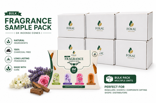 FOXAL Bulk Fragrance Sample Pack – 4 Natural Incense Cones (Pack of Multiple Units)