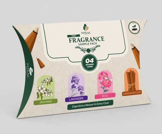 FOXAL Bulk Fragrance Sample Pack – 4 Natural Incense Cones (Pack of Multiple Units)