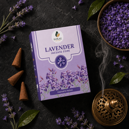 FOXAL Lavender Natural Incense Cones – Charcoal Free | 60 Cones